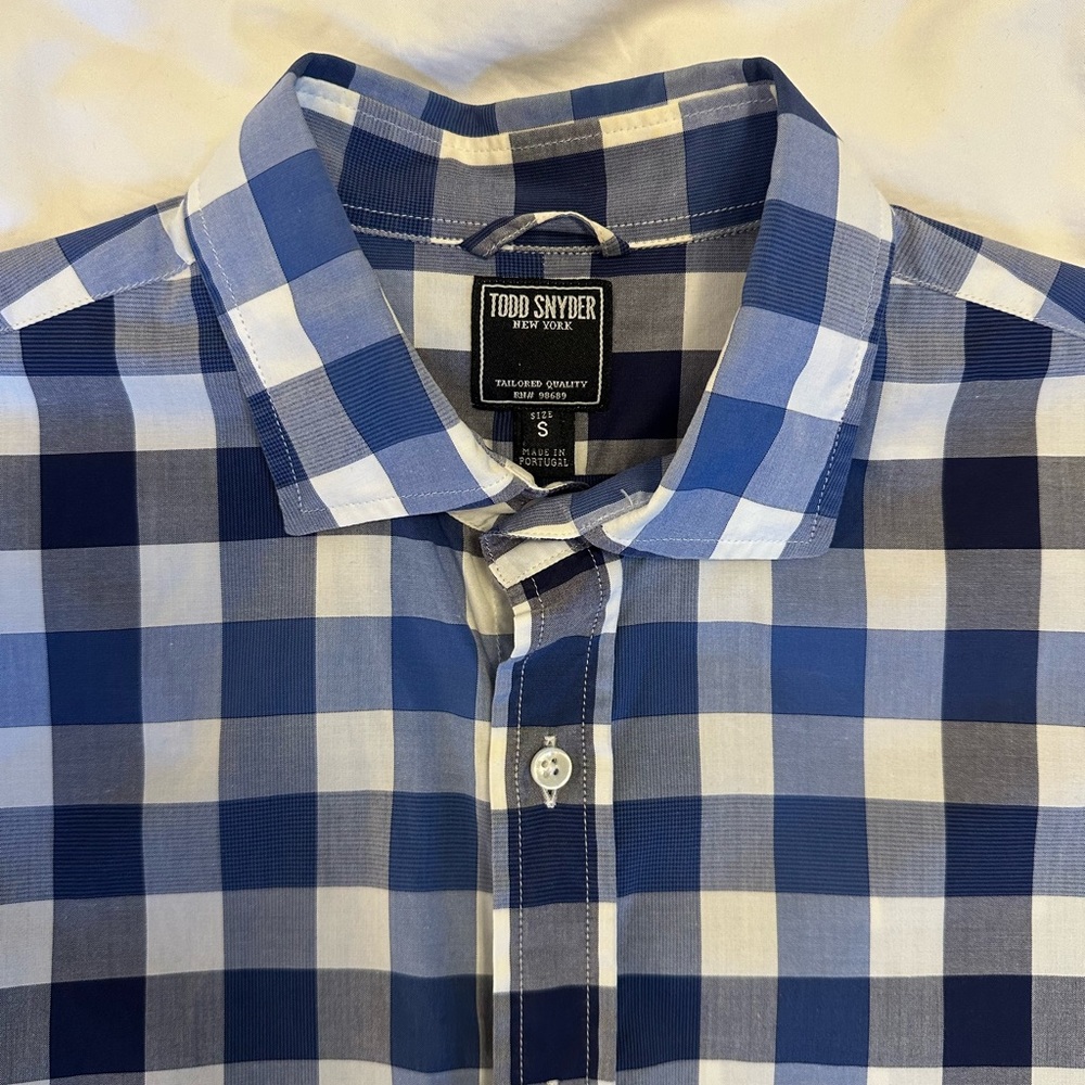 Todd Snyder - Men’s Blue White Plaid Button Down Shirt